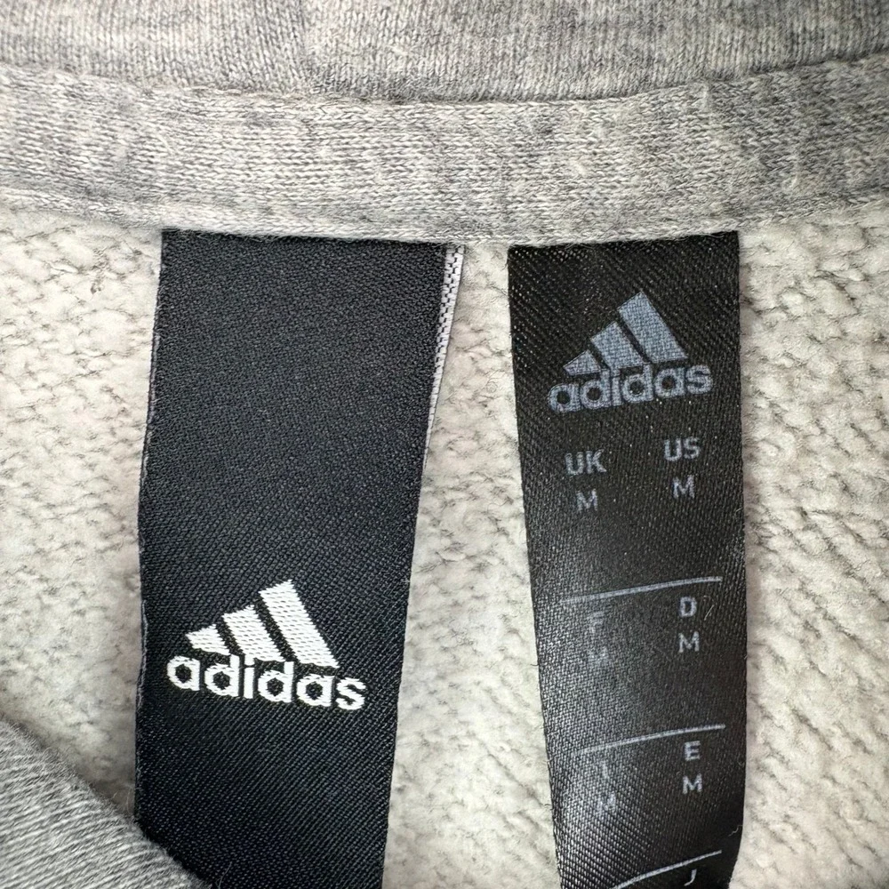 Adidas Mens‎ Colorblock Pullover Hoodie Gray Black Size M Trefoil Logo 3-Stripe